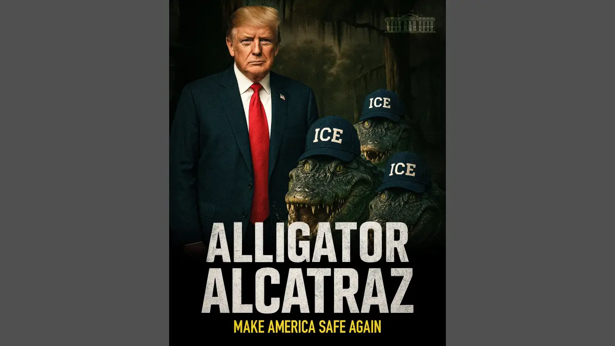 ▲美國總統川普（Donald Trump）1日前往佛州視察新興建的「鱷魚惡魔島」（Alligator Alcatraz）移民拘留中心。（圖／翻攝自美國國土安全部的X）