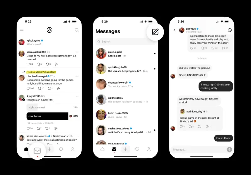 ▲Threads即將推出私訊功能。（圖／翻攝@threads）