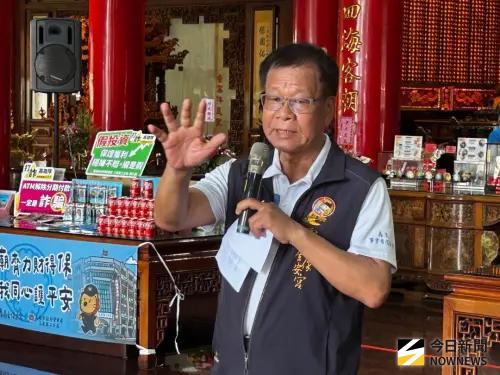 ▲覆鼎金保安宮董事長黃明華致詞。(圖／記者黃守作攝，2025.07.02)
