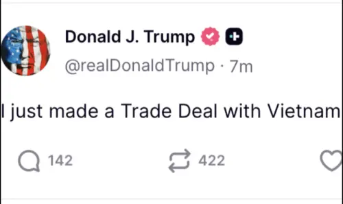 台指期夜盤急拉！川普發快訊　宣布美國與越南達成貿易協議
