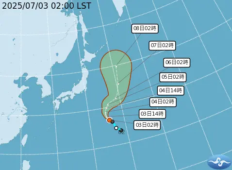 ▲木恩颱風路徑往日本以東海域，對台灣以及日本的天氣都沒有明顯影響。（圖／中央氣象署提供）