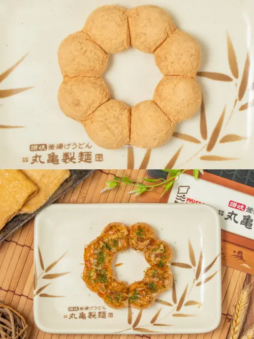 I’m donut?生甜甜圈爆紅!Mister Donut推丸亀烏龍麵「生波堤」 ▲Mister Donut生波堤聯名丸亀製麵。(圖/Mister Donut提供)