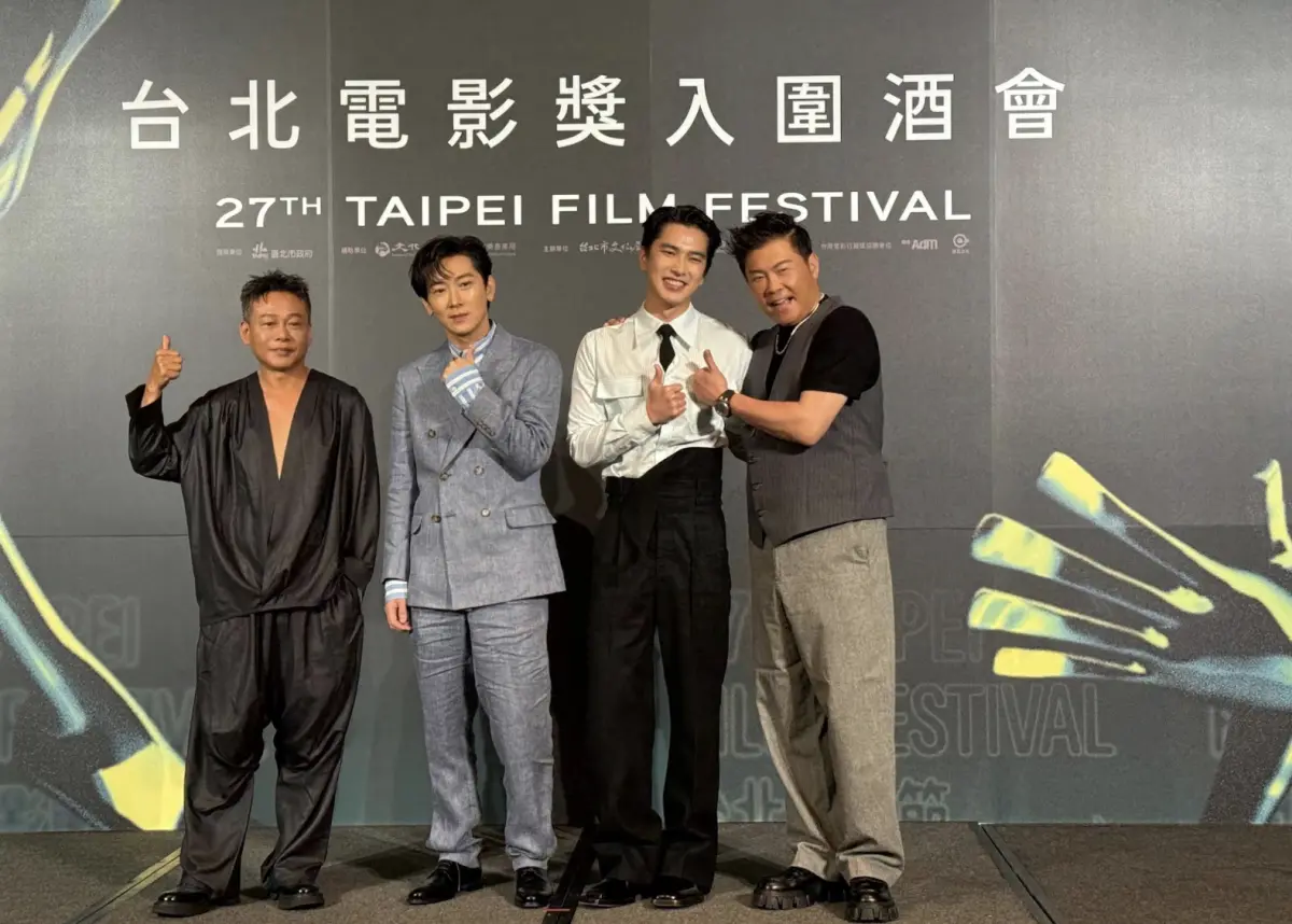 ▲李康生（左起）、施名帥、曾敬驊與曾國城都入圍今年台北電影獎最佳男配角，曾國城瘦了3公斤被認為可能和變胖的曾敬驊變得更像，他還沒回答，施名帥就妙回：「『曾』眼說瞎話。」（圖／記者蘇詠智攝）