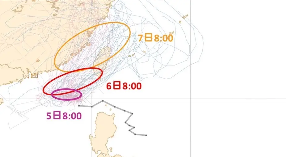 ▲丹娜絲颱風的路徑還有許多不確性，各國模擬預測還是有可能登陸台灣。（圖／中央氣象署）