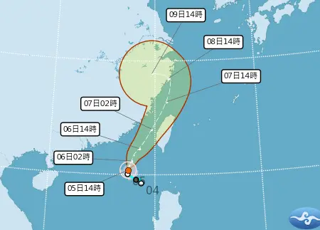 ▲丹娜絲颱風路徑北上中，目前已發布海上警報，氣象署預估最快今天深夜會發布陸上警報。（圖／中央氣象署）