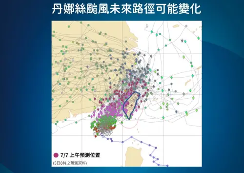 ▲丹娜絲颱風雖然大方向是往北通過台灣海峽，但路徑還有許多變數，甚至可能登陸台灣。（圖／中央氣象署）