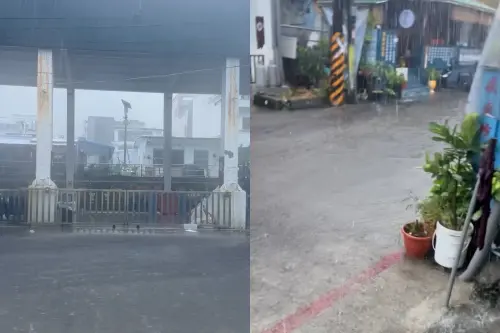 ▲蘭嶼豪雨不斷，當地道路受到雨勢影響淹成小河。（圖／Threads@xin_.8_21）