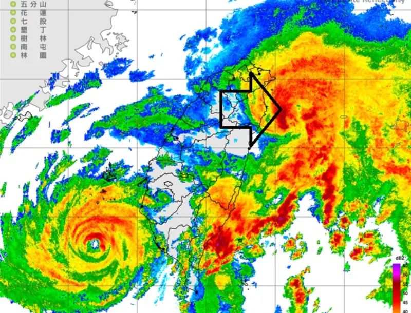 ▲前氣象局長鄭明典晚間在臉書上分享，除了丹娜絲颱風（Danas）靠近之外，宜蘭外海也出現罕見的「旋轉風場」。（圖／中央氣象署）