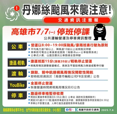 ▲今日高雄市交通異動一覽。（圖／高雄市政府提供）