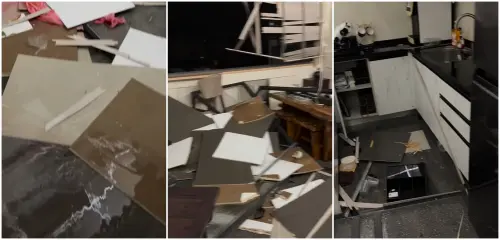 丹娜絲嘉義登陸!鳳梨家「直接被吹破」窗戶全碎、木板四散慘況曝(圖/鳳梨IG) ▲丹娜絲嘉義登陸!鳳梨家「直接被吹破」窗戶全碎、木板四散慘況曝(圖/鳳梨IG)