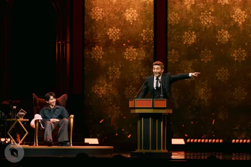 ▲潘若迪（右）在《炎上BURN 曾博恩》脫口秀上氣炸，讓現場眾人都笑翻。（圖／薩泰爾娛樂提供）