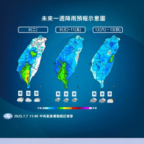 週二開始至週日,台灣處於「西南風環境」,大氣相當不穩定,午後大雷雨的情況在各地都會比較顯著。(圖/中央氣象署) ▲週二至週日,台灣處於「西南風環境」,大氣相當不穩定,午後大雷雨的情況在各地都會比較顯著。(圖/中央氣象署)