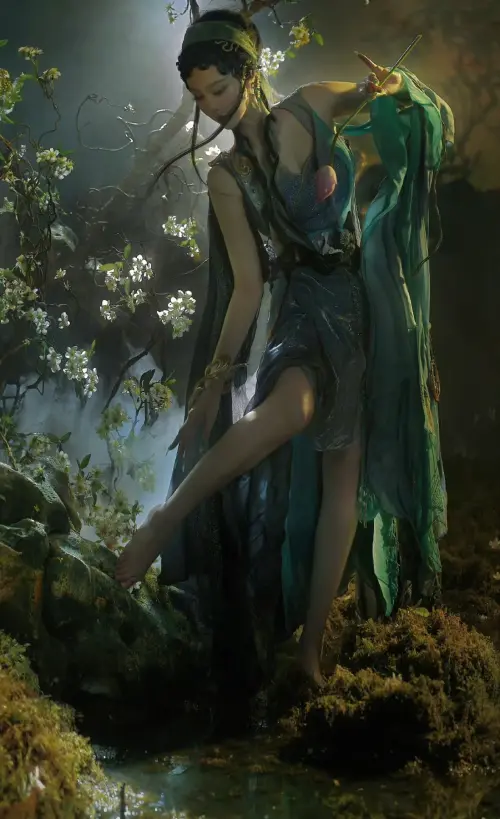 ▲范冰冰復刻經典角色青蛇，美腿香肩全都入鏡。（圖／微博）