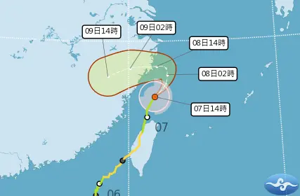 輕度颱風丹娜絲路徑往中國移動,海上警報今天傍晚5時30分解除。(圖/中央氣象署) ▲輕度颱風丹娜絲路徑往中國移動,海上警報今天傍晚5時30分解除。(圖/中央氣象署)