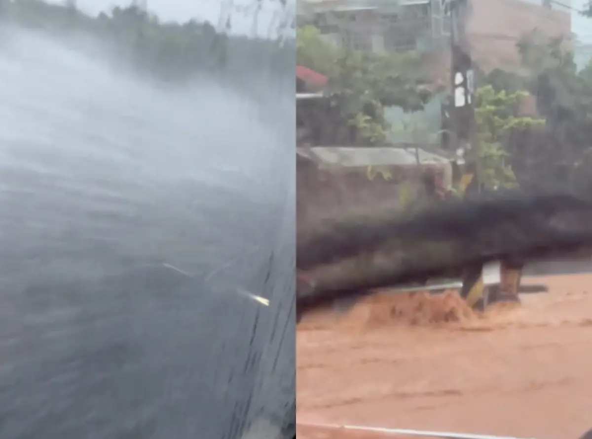 ▲有網友在社群平台Threads上PO出台中淹水情況。（圖／翻攝Threads@kuohsinhung、baobao101222）