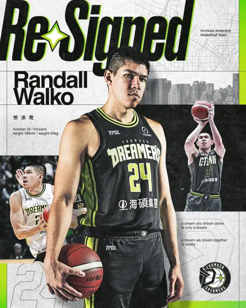 福爾摩沙夢想家球團今(9)日正式宣布,與球員忻沃克(Randall Walko)完成續約。(圖/福爾摩沙夢想家提供) ▲福爾摩沙夢想家球團今(9)日正式宣布,與球員忻沃克(Randall Walko)完成續約。(圖/福爾摩沙夢想家提供)