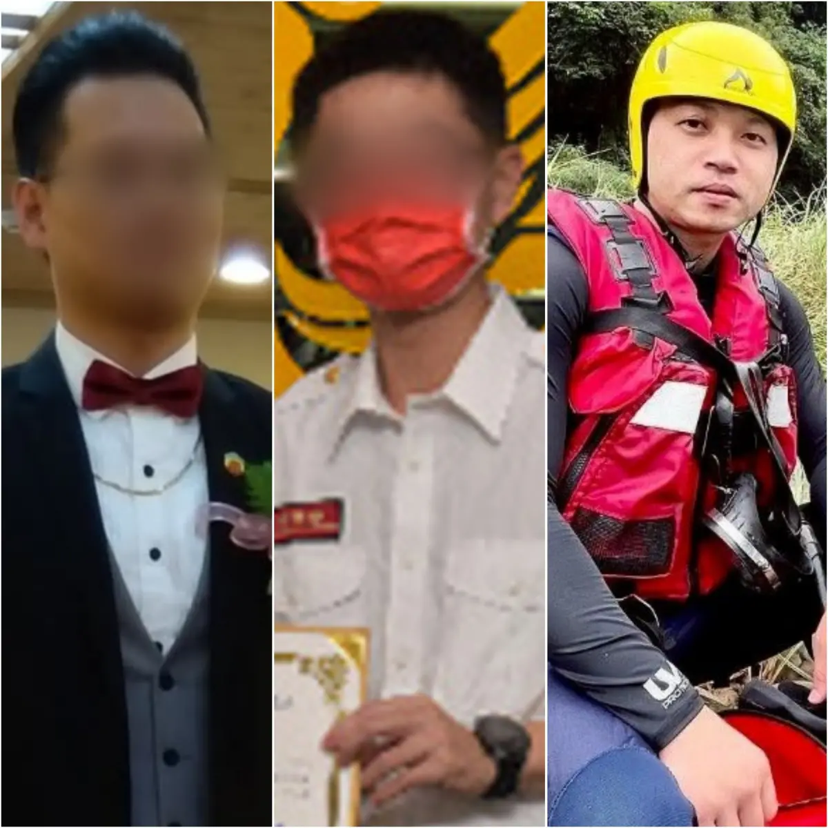 ▲消防員吳恩碩（左）、張敬謙（中）因廣興橋搜救溺水遊客而殉職，同船的義消曹雙全也落水，有生命危險。（圖／翻攝臉書、新北市消防局網頁、新北市消防局提供）