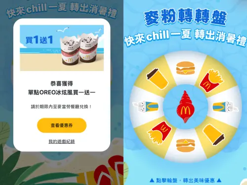 ▲麥當勞APP驚喜開玩「麥粉轉轉盤」！天天買一送一8大優惠券。（圖／記者蕭涵云攝）