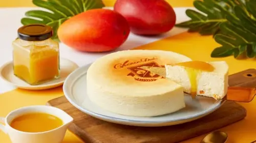▲起士公爵「芒果濃情乳酪蛋糕」嚴選屏東枋山LV等級的愛文芒果製成芒果泥與芒果乾搭配澳洲乳酪製成。（圖／起士公爵提供）