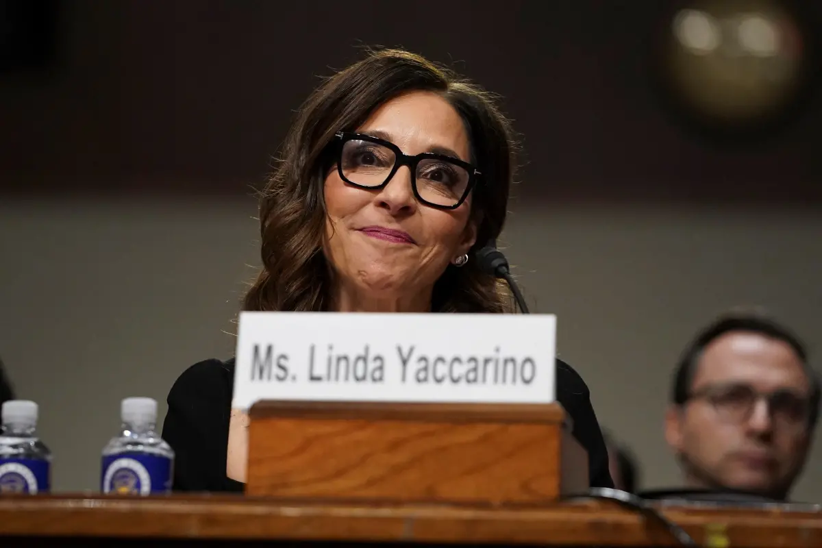 ▲X的CEO雅克里諾（Linda Yaccarino）在9日宣布辭職，讓市場相當意外。（圖／美聯社／達志影像）