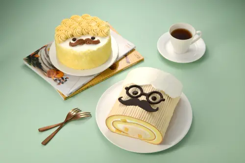 ▲左起：「酷!偶爸」蛋糕S 820元、L 1180元，「翹鬍子公爵」6吋950元、8吋1,580元。（圖／亞尼克提供）