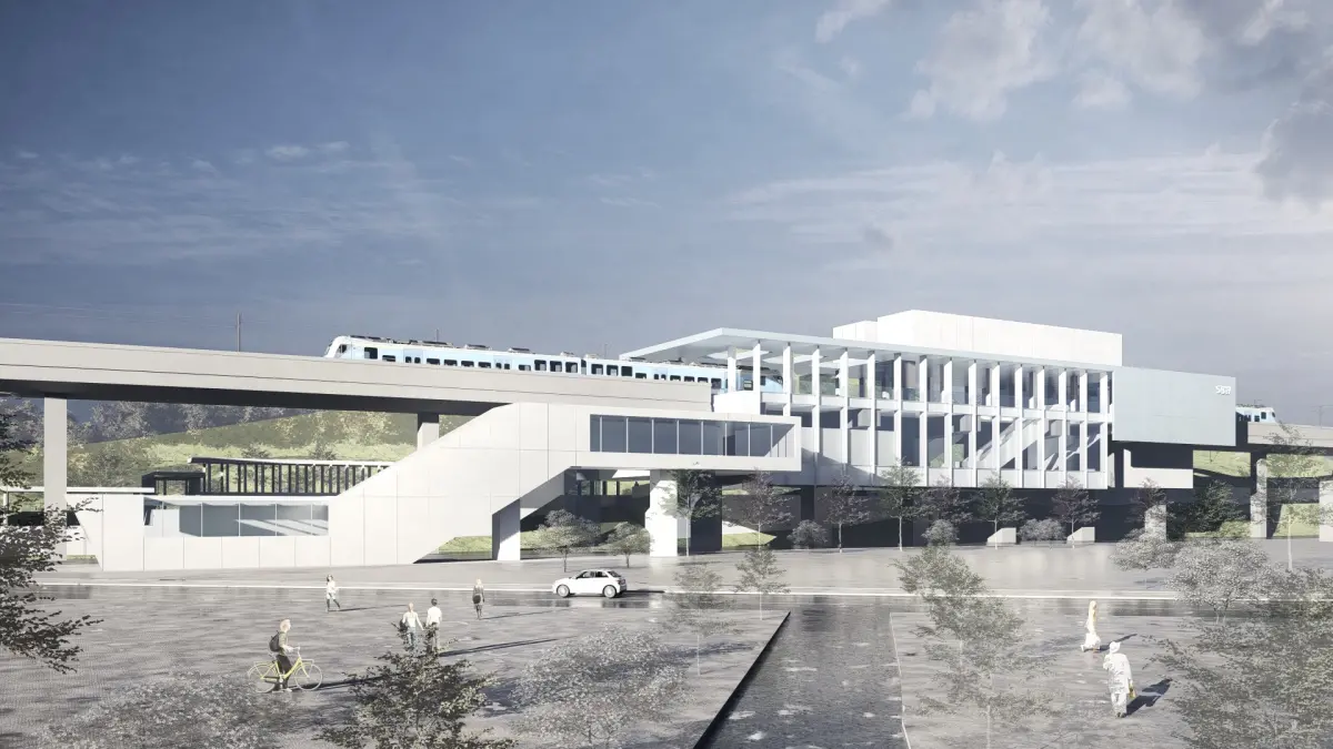 ▲基隆捷運高架段細部設計已在9日決標。圖為基隆捷運SB19站模擬圖。（圖／新北市捷運局提供）