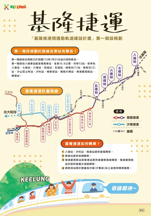 ▲基隆捷運全長15.6公里、13車站，橫跨北北基3個縣市。（圖／基隆市交通處提供）