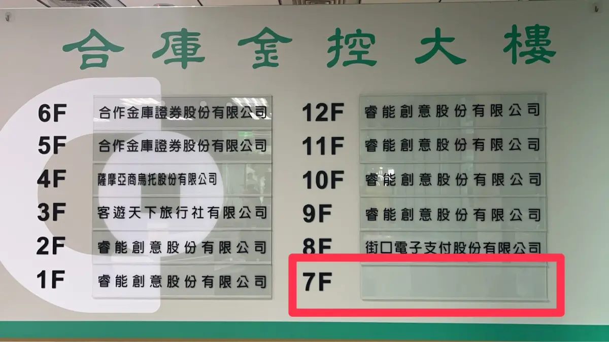 ▲街口金融科技位於商辦7樓，但招牌已卸除。（圖／翻攝畫面）
