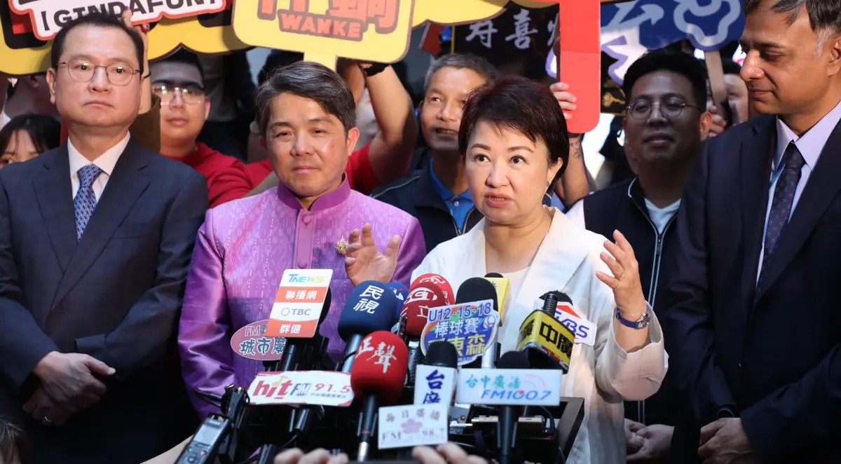 ▲台中市長盧秀燕今主持台中鍋烤節起跑記者會時，主動提及關稅談判。（圖／台中市政府提供，2025.07.11）