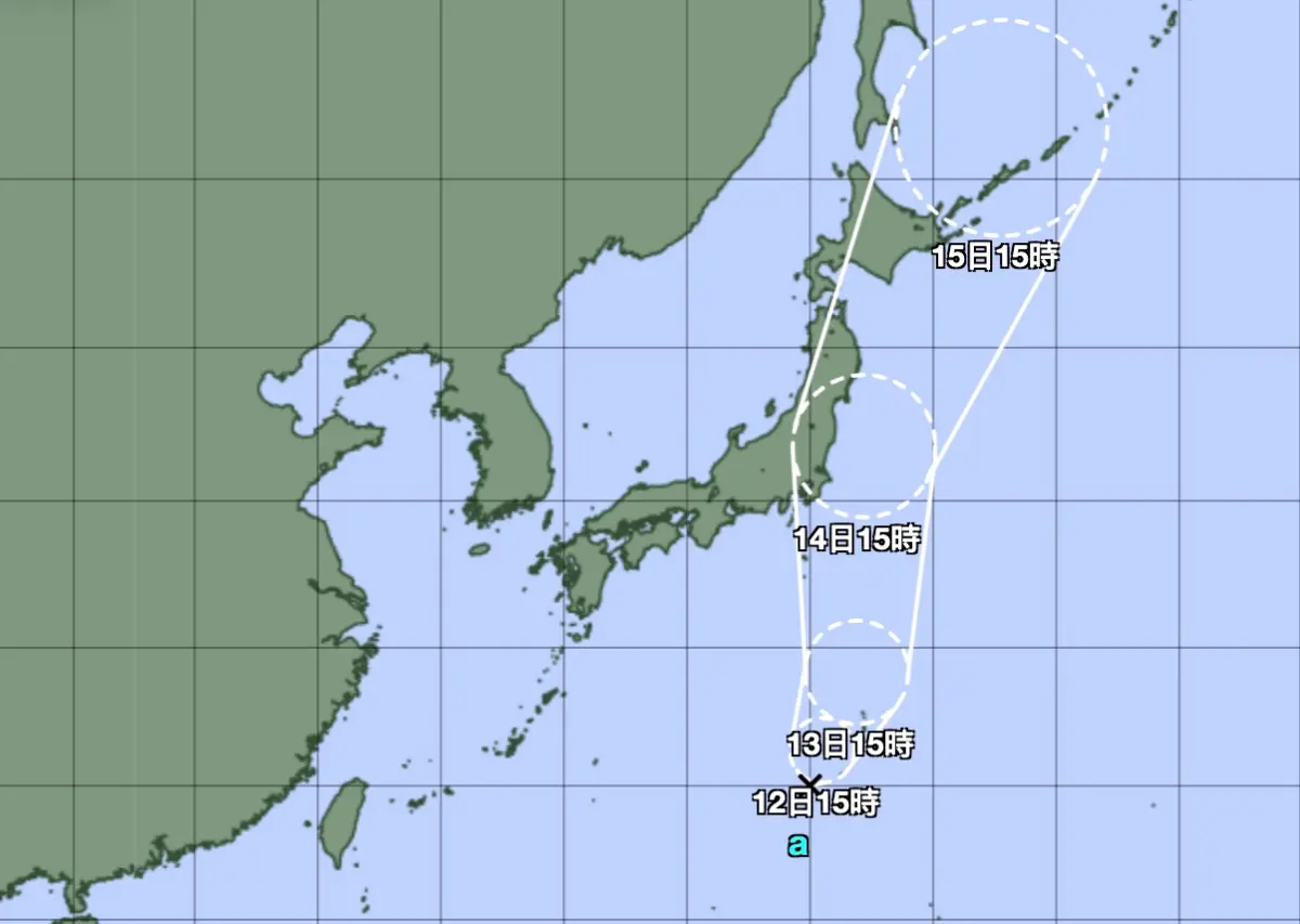 ▲日本東南方海面有熱帶性低氣壓生成，最快24小時內會成為今年第5颱風「百合」。（圖／翻攝自日本氣象廳）