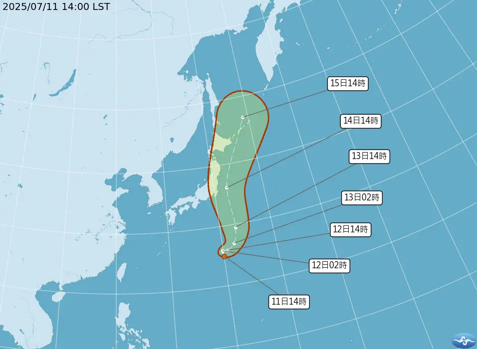 ▲中央氣象署預報指出，日本南方有熱帶性低氣壓生成，最快48小時內增強為颱風「百合」，對台灣沒有影響。（圖／取自中央氣象署）