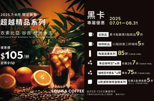 ▲路易莎「全飲品9折」黑卡優惠。（圖／翻攝自路易莎咖啡FB）