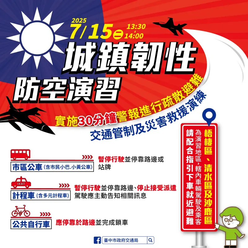 ▲2025城鎮韌性演習公共運輸管制資訊(圖／交通局提供2025.7.13)