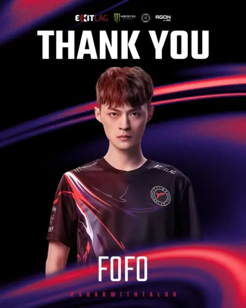 ▲TALON在官方聲明中感謝FoFo在隊伍期間的努力與貢獻，並表示：「TALON將持續調整陣容，為下一階段賽事做好準備。」（圖／取自TALON FB）