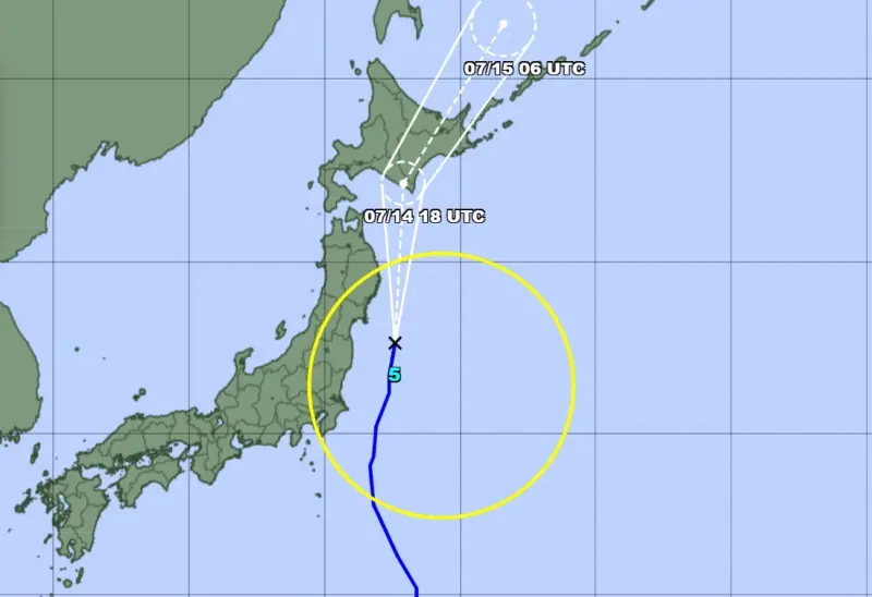▲百合颱風預計將登陸日本北海道地區。(圖/日本氣象廳)