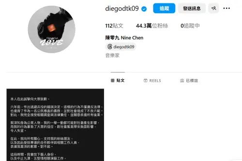 ▲陳零九在5月爆出閃兵案後，近日被發現IG已清空。（圖／IG diegodtk09）