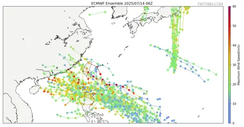 「傳說中的週末颱風」醞釀中！最高機率路徑出爐　2地區雨下最多
