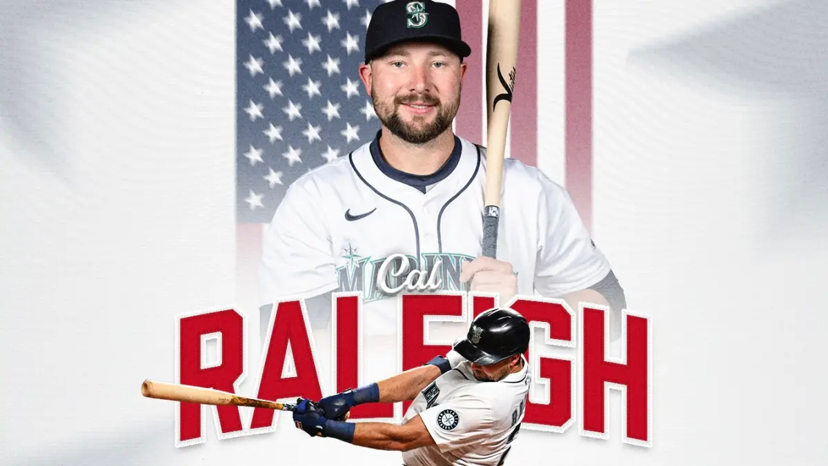 ▲MLB美國職棒大聯盟（Major League Baseball）暫居賽季全壘打王、效力於西雅圖水手的Cal Raleigh，在今（15）日於亞特蘭大參與明星賽活動期間，正式宣布將代表美國出戰2026年世界棒球經典賽（WBC）。（圖／取自USA Baseball X）