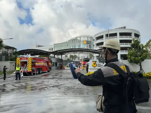 ▲環保局今天上午於事故現場進行環境複偵，總懸浮微粒(TSP)約0.031mg/m3，氫氟酸檢知管未檢出，相關數據隨火勢撲滅，已下降至環境背景值。（圖／高市府提供）