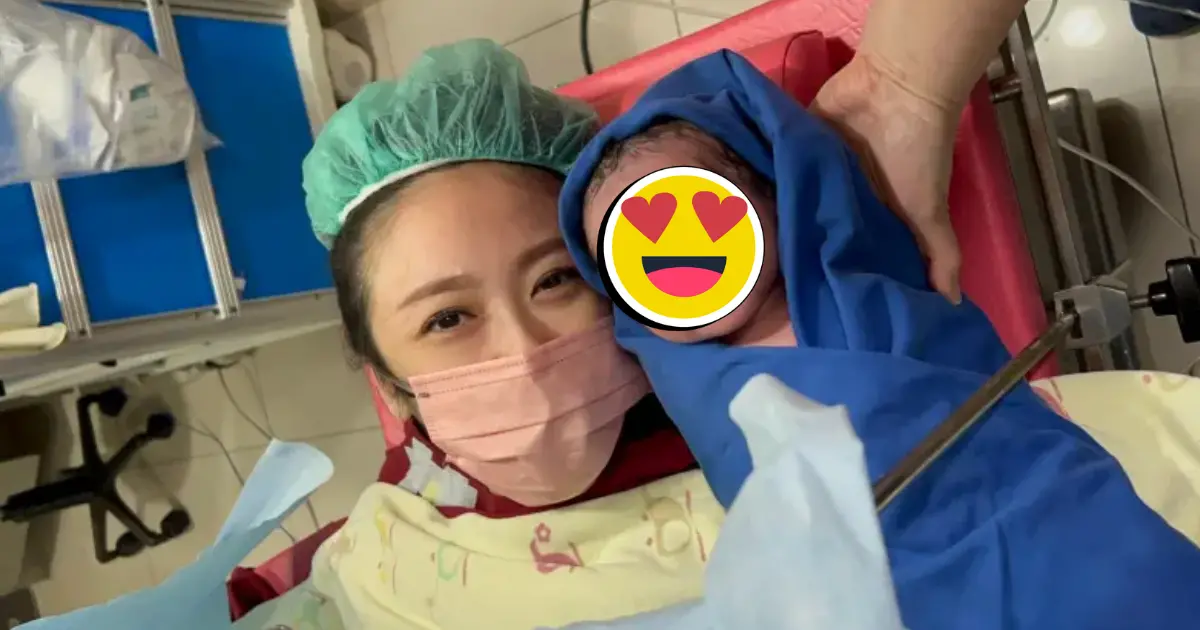 ▲蔡允潔今（15）日剖腹產生下兒子「小福寶」，生產過程僅5分鐘，初判兒子長得像媽媽。（圖／紅心字會提供）