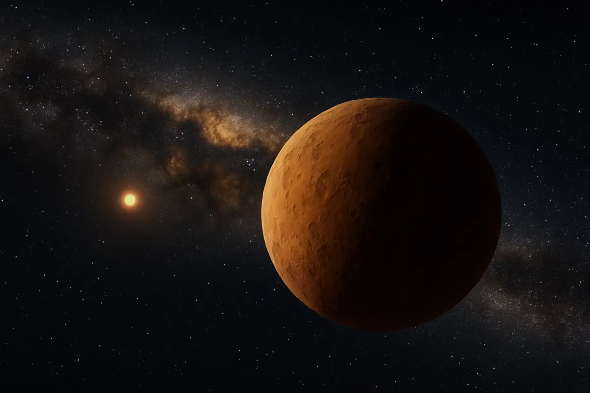 ▲遙遠的外太陽系天體「菊石」(Ammonite)想像圖（圖／中研院天文所）