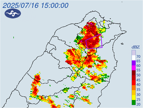 ▲大雨狂下、雷電交加，對流不斷發展，中央氣象署針對北台灣發布「大雷雨警戒」。（圖／中央氣象署）