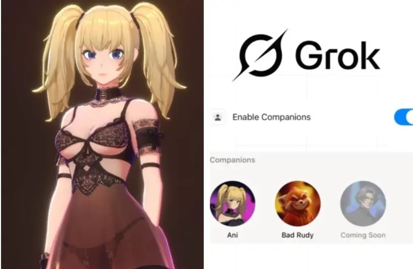 ▲馬斯克旗下xAI公司大型語言模型Grok推出3D虛擬角色「Ani」，引發轟動。（圖／翻攝自Ｘ）