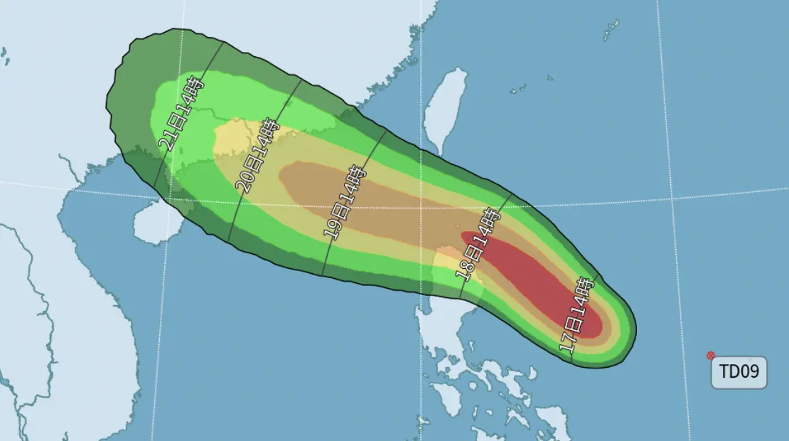 ▲今年第6號颱風薇帕會在週四生成，路徑大致從台灣南邊通過，再進入南海。（圖／中央氣象署）