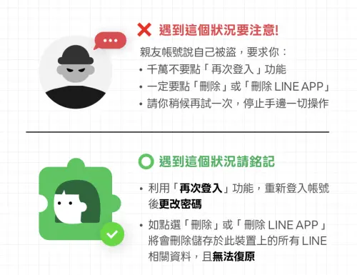 ▲LINE官方提醒，遇到三狀況務必要提高警覺。（圖／翻攝官網）