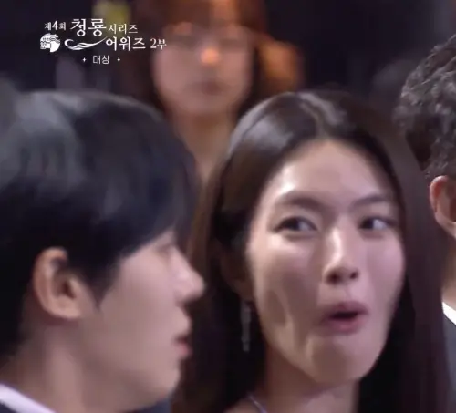 秋英宇(左)看到全道嬿的深V嚇得嘴巴開開。(圖/翻攝自chzzk) ▲秋英宇(左)看到全道嬿的深V嚇得嘴巴開開。(圖/翻攝自chzzk)