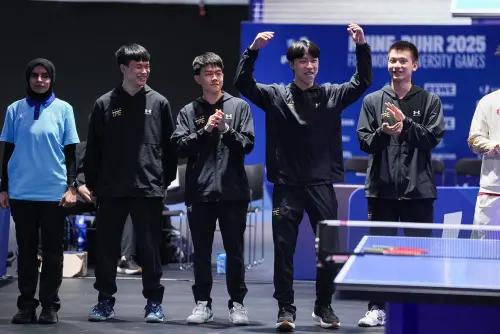 ▲台灣3：2驚險擊敗中國，奪下隊史世大運首面金牌，也幫助台灣進帳2025年世大運第2金。（圖／大專體總提供）