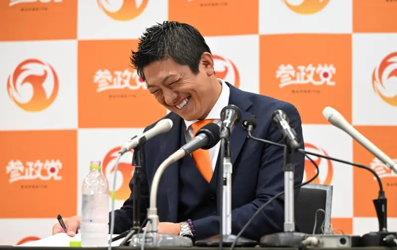 ▲此次日本參議院選舉，講究日本人優先、反移民的「參政黨」大有斬獲，圖為該黨黨魁神谷宗幣。（圖／美聯社／達志影像）