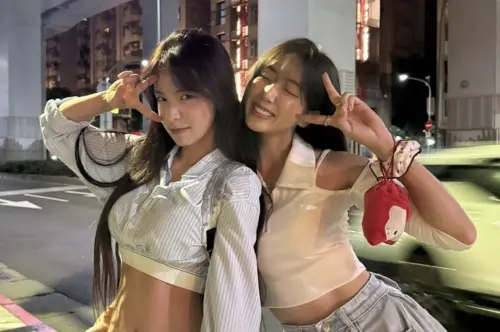 ▲李多慧（左）與安芝儇（右）兩大韓籍啦啦隊女神醉後合照，看得出彼此臉紅程度不同，被認為反映出酒量的差異（圖／翻攝自Threads @wlgus2qh）