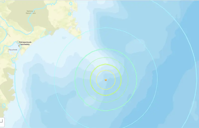 ▲俄羅斯堪察加半島外海近日地震不斷，在當地時間22日下午1點58分左右，發生規模6.3地震。（圖／翻攝自USGS）